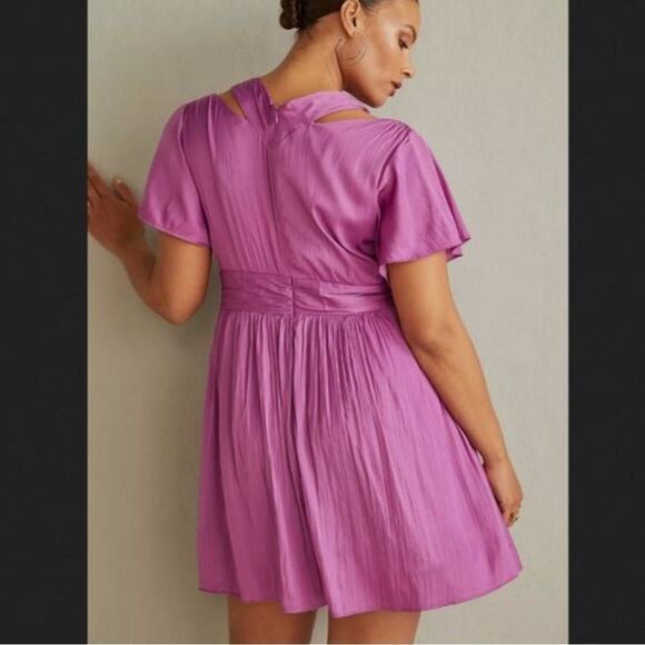 Anthropologie Deep V-Neck Vibrant Purple Dress NWT - Picture 2 of 13